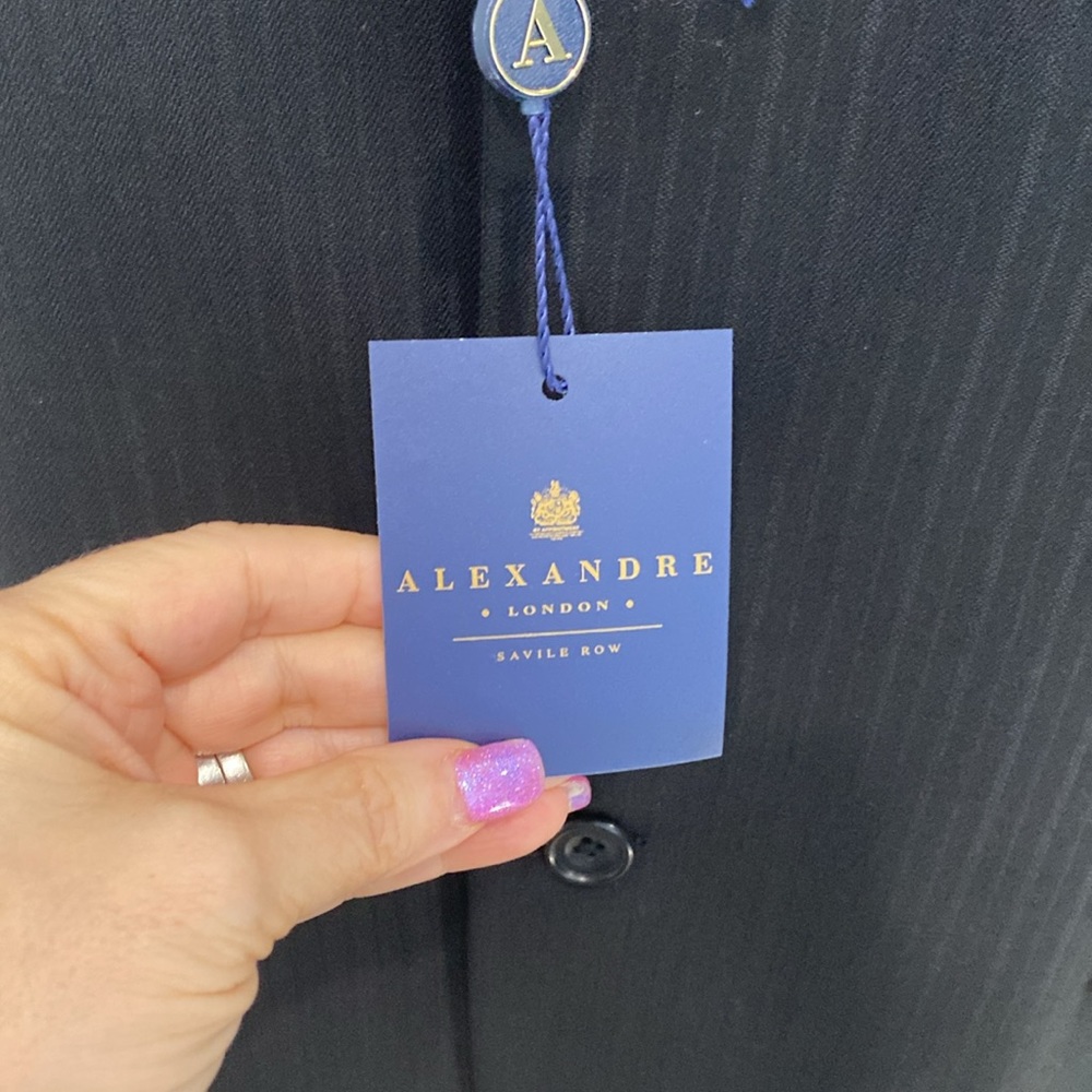 NWT Alexandre London Pure Wool Navy Blazer / Sports Coat |Size 46 Regular - Picture 8 of 15